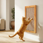 Cat Scratching Post, Wooden Sisal Cats Wall Scratcher, Floor or Wall Mounted Vertical Cat Scratch Pad for Indoor Cats Adults or Kittens, Scratching Board Cat Wall Furniture Protector