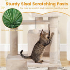 PETSITE 52-inch Cat Tree, Multi-Level Cat Tower with Sisal Scratching Posts, 2 Comfy Condos, Plush Padded Soft Top Perch, Dangling Balls, and Climbing Ladder, Ideal for Indoor Cats (Beige)