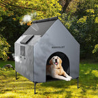 36" Dog House for Outdoor Indoor, Large Dog Houses Weatherproof 600D PVC with 7.9" H Textilene Elevated Dog Bed Breathable, Easy to Clean, Dog House Max 160lbs