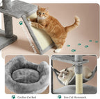 YITAHOME Tall Cat Tree for Indoor Cats, 75 inch Multi-Level Cat Tower with Cat Condos, Top Perches, Sisal Ramp Scratching Posts, Cozy Basket, Hammocks, Large Cat Pet Activity Structure, Light Gray