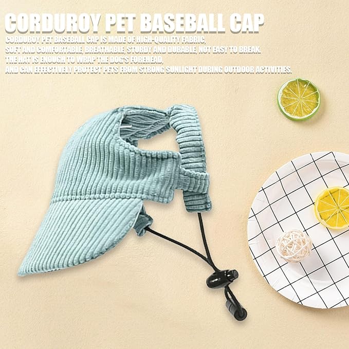 Dog Baseball Cap, Dog Cat Summer Beach Visor Hat with Ear Holes, Adjustable Puppy Sunbonnet Headdress (Green, X-Small)