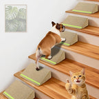 JoyBlooms Dog Ramp for Stairs for Small & Senior Dogs Cats, 40D Density Foam Gentle Slope Non-Slip Dog Stair Ramp with Glow Strip, Pet Ramp with Removable Washable Cover Brown-6pcs