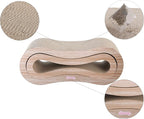 CSR1014C Suvi 26" Modern Cardboard Infinity 2-in-1 Lounge Bed Cat Scratcher with Catnip, Oak Wood