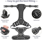 HEELE Dog Harness, No Pull Adjustable Padded Reflective Harness for Small Medium Large Dogs with Handle for Walking Training, Black, L