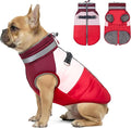 azuza Dog Jacket for Small Dogs Waterproof Dog Coat with Reflective Strips and Harness Built in Warm Fleece Dogs Winter Coat Windproof with Back Zipper, Red M