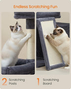 Feandrea Cat Tree, Cat Tower Condo with Scratching Posts and Ramp, 2 Large Perches, Cave, Basket, 33.8 Inches Tall, Dark Gray UPCT013GS02S