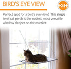 K&H Pet Products Window Lounger Cat Window Perch for Large Cats, Sturdy Kitty Sill Window Hammock Bed, Steel Frame, Sturdy Suction Cups, Washable Shelf Cover, Foldable - 23 X 12in Fleece