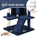 70" Multi-Level Cat Tree Tower with Scratching Posts, Toys & Condo - Space-Saving Design for Indoor Kittens, Compact Floor Footprint & Vertical Space for Multi-Cat Homes-Navy Blue