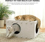 Cat House for Indoor Cats, Foldable Felt Cat Cave, Cat Hideaway, Cat Bed for Large & Multiple Cats, 23.6x15.8x11.8 inch, Cream