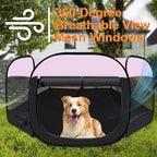 Dog Cat Playpen,Portable Pet Puppy Playpen,Rabbit Puppy Dog Play Pen for Indoors,Dogs Tent for Indoor Cats,Kitten Playpen,Collapsible Small Cats Crate Cage for Small Dogs with Carrying Case(Pink, L)