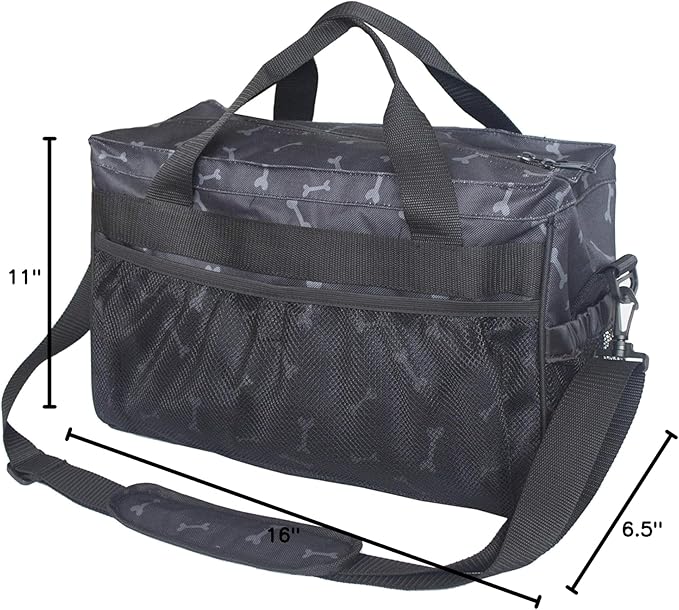 MYDAYS Dog Travel Bag, Pet Luggage Suitcase Weekend Tote Carrier with Collapsible Bowl, Pet Luggage Suitcase Weekend Tote Carrier with Collapsible Bowl (Black)