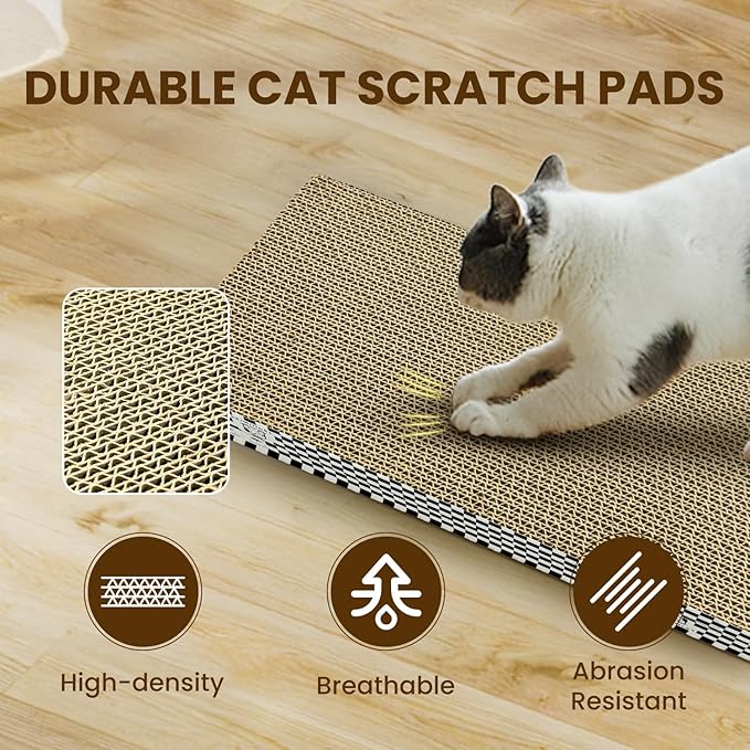 Cat Scratching Board, 2 Packs Corrugate Cat Scratcher for Indoor Cats, Cat Scratch Pad with Double-Sided Usability