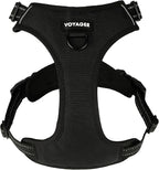 Voyager Dog Harness Dual Leash Attachment No-Pull Control Adjustable Soft but Strong Pet Harness for Medium and Large Dogs with 3M Reflective Technology, Black Nylon, S (Chest: 16-20")