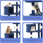 Heavy Duty Cat Tree,36 Inch Tall Cat Tower,Cozy Condos,Scratching Posts,Sisal Rope,Multi-Level Perches Platforms for Indoor Cats/Kittens,Sturdy Pet Climbing Furniture,Navy Blue