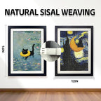 Wall Art Cat Scratcher Mat - Sisal Vertical Cat Scratch Pad with Photo Frame Design, No-Drill Wall-Mounted, 16"x12" Wall & Couch Cat Scratching Mat, 1 Extra Mat Included Free (Pond-Side Cat)
