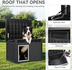 YITAHOME Plastic Dog House, Indoor & Outdoor Dog Kennel with Lift-Up Sloping Roof, Waterproof & Ventilated for Small to Medium Dogs, Easy to Clean Design, Black