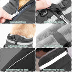 Fragralley Dog Coat with Harness Built in, Waterproof Windproof Reflective Warm Puffer Jacket, Fleece Lined Vest Winter Parka for Small, Medium, Large Dogs