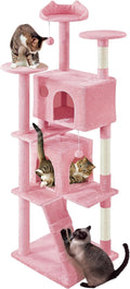 Topeakmart Cat Tree, 80-Inch Cat Tower for Indoor Cats, Multi-Level Cat Condo with Scratching Posts, Padded Perches and Ladder, Cat Stand House Furniture, Pink