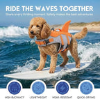 ASENKU Dog Life Jacket - Pet Safety Vest for Swimming & Boating, Shark Life Jacket with Floatation, Dog Lifesavers Swimsuits for Small Medium Large Dogs (Orange, 2XL)