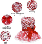CuteBone Dog Christmas Dress Girl Puppy Birthday Skirt Tutu Cat Wedding Outfit Pet Party Clothes for Small Dogs Costume DD09L