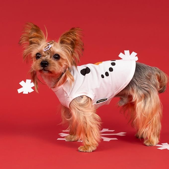 Fitwarm Snowman Dog Christmas Outfit, Holiday Dog Clothes for Small Dogs Boy Girl, Cute Pet Shirt, Black, White, Orange, Large