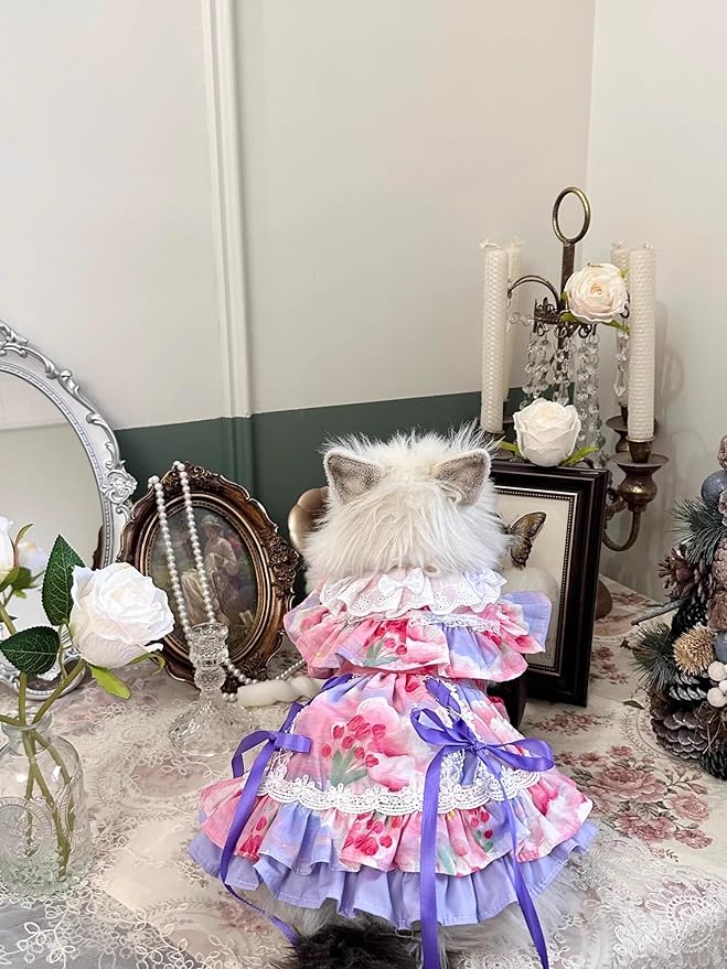 Furbabycare® Elegant Sweet Fashion Puppy Dog Blingbling Princess Skirt Pet Dog Lace Cake Camisole Tutu Dress B-Pink Purple XX-Small