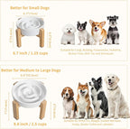 Elevated Slow Feeder Dog Bowl - Ceramic Food Dish with Bamboo Stand - Raised Maze Design - Ideal for Medium to Large Dogs - White - 8.8 inch