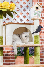 HYABi 44.1 Inch Tall Flower Cat Tree Tower Condo Climbing for Indoor Cats Multi Level with Sisal Scratching Post Hammocks Pet House Play Home Furniture Platform