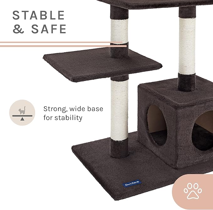 Sam's Pets Randolph 43 inch Brown Cat Tree comfy soft plush four sisal scratch posts