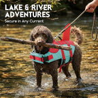 ASENKU Dog Life Jacket - Pet Safety Vest for Swimming & Boating, Shark Life Jacket with Floatation, Dog Lifesavers Swimsuits for Small Medium Large Dogs (RedGreen, S)