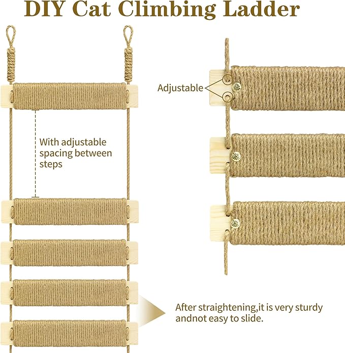 22in Cat Ladder Bridge Tree Tower Cat Cage Accessories Furniture Climbing Frame Toys for Indoor Cats Scratching Post (22x9.8in)