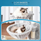 Hey-brother Cat Tree, 74 inches Multi-Level XL Large Cat Tower for Indoor Cats with Three Cat Condos, Two Large Top Decks and Cat Hairbrushfor Kittens, Cats and Pets, Light Gray MPJ035-MW