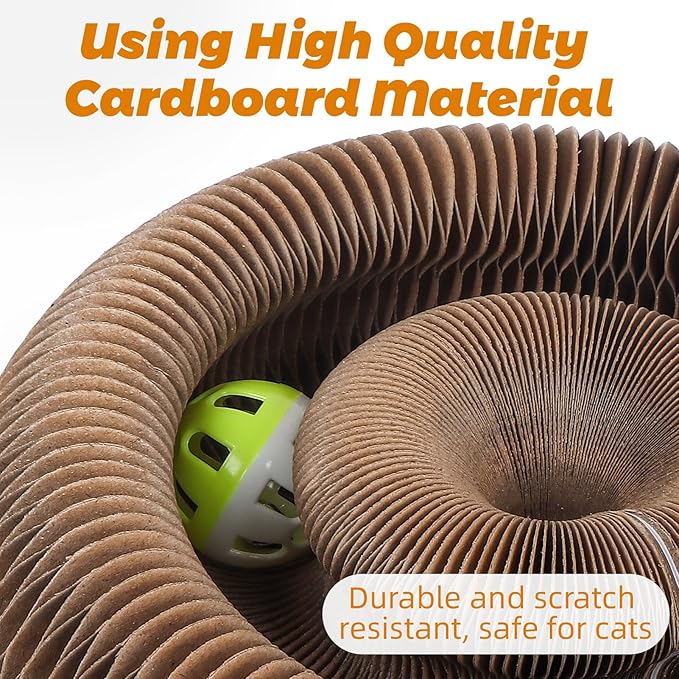 Magic Organ Cat Scratcher Toy,Accordion Cat Scratching Board with Ball, Foldable Interactive Funny Scratcher Pad for Indoor Cat