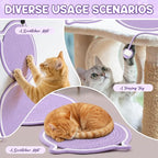 25.6 Inch Large Scratching Mat for Indoor Cats Natural Cotton Rope Flat Scratcher with Ear Hooks and Ball Toy Cat Scratch Rug Pad for Wall, Couch, Carpets, Sofas (Purple)