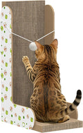 Cat Scratcher, 22.7’’ L-Shaped Cat Scratching Board for Indoor Cats, Large Cardboard Cat Scratcher with Ball Toy & Catnip, Double-Sided Cat Scratch Pad for Wall, Couch