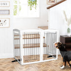 Dog Fence Indoor,Dog Gate Indoor for Doorway pet gate -2-Panel Freestanding, Hallways, House or Stairs -40x32-Inch Retractable Foldable Expandable Wood Pet by SFJC (White) ﻿