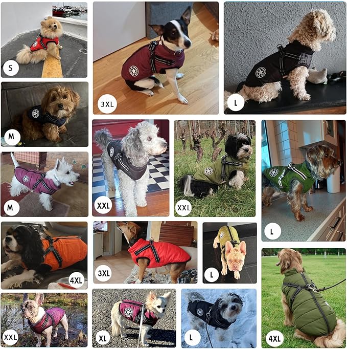 Aiboria Dog Jackets for Winter Windproof Waterproof Vest Fleece Warm Dogs Coat with Belt Christmas Green XXL