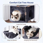 Cat Tree, Cat Tower for Large Cats with 2 Big Platforms, 2 Baskets, condo and Toys, 63" Cat Scratching Posts for Indoor Cats, Smoky Gray GCT020G