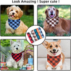 Christmas Dog Bandana XLarge-Red Black Dog Scarf Buffalo Plaid Printing Adjustable Bib Handkerchief Accessories for Large Dogs (XL)