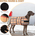BEAUTYZOO Dog Winter Coat for X-Large Dogs Waterproof, Warm Reflective Great Dane Oxford Canvas Jacket, Fleece Dog Cold Weather Coats Windproof for Female Male Dogs, Khaki Plaid XL