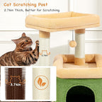 Small Cat Tree for Indoor Cats, Cat Scratching Post with Condo, Tower, Plush Cozy Perch, Massage Brush, Activity Hanging Pompoms for Kittens (Green)