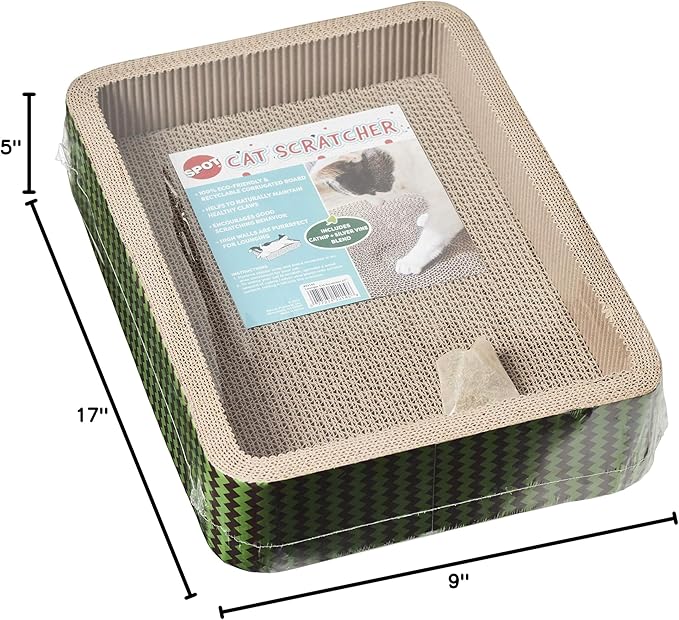 SPOT Corrugated Cardboard Cat Scratcher / 17" Bed/with Catnip and Silver Vine
