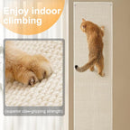 Uross Thickened Cat Wall Climbing Carpet 6.6 FT x 16" - Extra Long Cat Scratch Wall Pad, Cat Scratching Carpet Rug Wall Mounted Scratcher Couch Sofa Protector- Beige