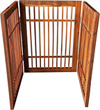 Urnporium Pet Dog Gate Freestanding, Strong Durable Folding Wooden Fence, Portable Acacia Hardwood Safety Barrier for Indoor & Outdoor Use (Brown Pet Gate, 3 Panel 24" Tall)