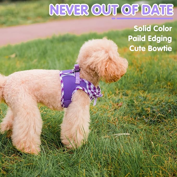 PUPTECK Dog Harness for Puppy and Small Sized Dogs, Step-in No Pull Soft Mesh Vest Harness for Cats Small Pets Walking, Purple, New S