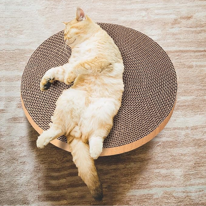 Round Cat Scratcher Refill - 10 Inch Diameter, 7/8 Inch Thickness - Cardboard Cat Scratcher Scratching Board Replacement Pads (2pcs) for Indoor Cats
