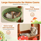 PETEPELA 69" Mushroom Cat Tree for Indoor Large Cats, Tall Cat Tower for Adult Cats with Big Hammock, Cat Climbing Tree Tower with Scratching Posts, Condo House and Large Top Perch, Brown