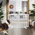 ZJSF Foldable Freestanding Indoor Dog Gate for House Wood Long Pet Gates Dog Fence for Stairs Puppy Gates for Hallways, Puppy Gate,Support Feet Included, Grey, 24 "Height-2 Panels