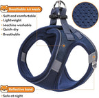 Dog Harness with Leash Set, No-Pull Step-in Reflective Pet Harness with 1 Leash Clips, Adjustable Soft Padded Easy Walk Dog Vest for Small Medium Large Dogs, Cats(Dark Blue, XXSmall)