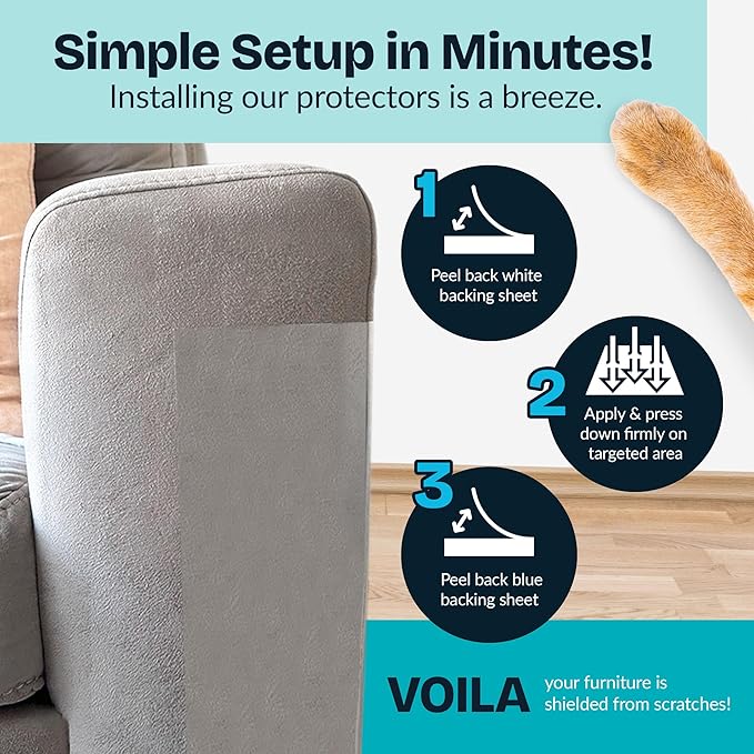 Reli. Cat Scratch Furniture Protector (14 Pack, Double Sided), Combo Pack | Cat Couch Protector from Claws/Clear Anti Scratch Furniture Shield